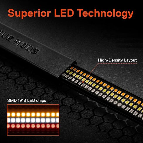 True Mods 60 Inch Smoked LED Tailgate Light Bar Strip for Pickup Truck Trailer Vehicle [Rigid Aluminum] [Ignition Sequence] [Sequential Turn Signal] Rear TBT Running Brake Reverse Tail Gate Lightbar in Saudi Arabia