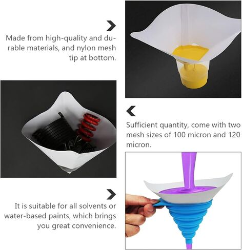 Pretyzoom 100pcs Paint Paint Filter Paper Paper Courser Nylon Mesh Clacker لطلاء السيارات in Saudi Arabia