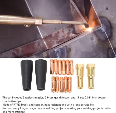 MIG Welder Conductive 15 Pcs Set Flux Core Gasless Nozzle Tips Kit MIG Welding Gasless Nozzle Gas Diffuser 0.031in Tip for Century FC90 80GL in Saudi Arabia
