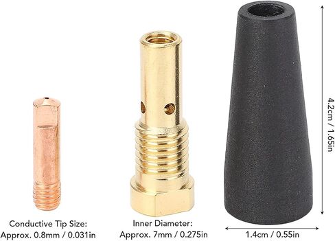 MIG Welder Conductive 15 Pcs Set Flux Core Gasless Nozzle Tips Kit MIG Welding Gasless Nozzle Gas Diffuser 0.031in Tip for Century FC90 80GL in Saudi Arabia