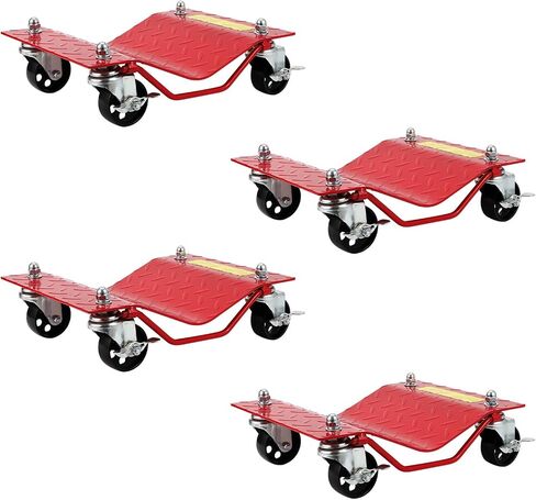 Car Dolly Set of 4-8000LB Capacity Heavy Duty Vehicle Wheel Dollies for Moving Cars, Trucks, SUVs - 3" Reinforced Steel Wheels, Anti-Slip Curved Design in Saudi Arabia