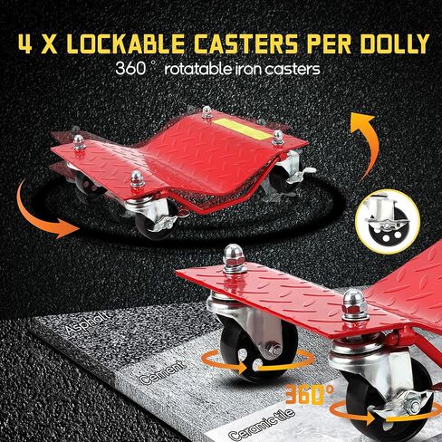 Car Dolly Set of 4-8000LB Capacity Heavy Duty Vehicle Wheel Dollies for Moving Cars, Trucks, SUVs - 3" Reinforced Steel Wheels, Anti-Slip Curved Design in Saudi Arabia