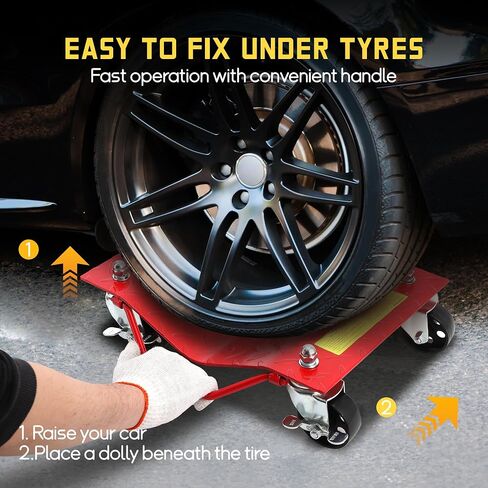 Car Dolly Set of 4-8000LB Capacity Heavy Duty Vehicle Wheel Dollies for Moving Cars, Trucks, SUVs - 3" Reinforced Steel Wheels, Anti-Slip Curved Design in Saudi Arabia