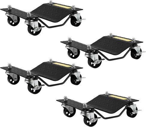 Car Dolly Set of 4-8000LB Capacity Heavy Duty Vehicle Wheel Dollies for Moving Cars, Trucks, SUVs - 3" Reinforced Steel Wheels, Anti-Slip Curved Design in Saudi Arabia