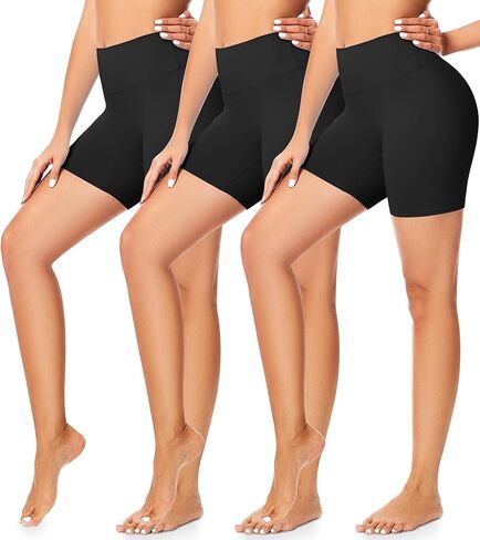 FullSoft 3 Pack 5 "شورتات راكب الدراجة النارية عالية الخصر للنساء Scrunch بعقب رفع No Front Seam Workout Gym Yoga Booty Shorts in Saudi Arabia