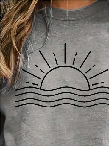 Shenhe Women's Crewneck Sweatshirt Graphic Sunrise Long Long Disual Fall Top Switshirt in Saudi Arabia