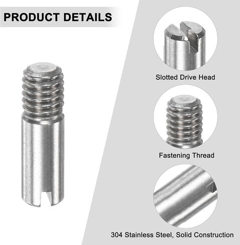 10-Pack M5 x 12mm Slotted Cylindrical Pin Dowel, 304 Stainless Steel External Thread Locating Dowel Parallel Pins for Metal Devices/Wooden Projects [Silver Tone] in Saudi Arabia