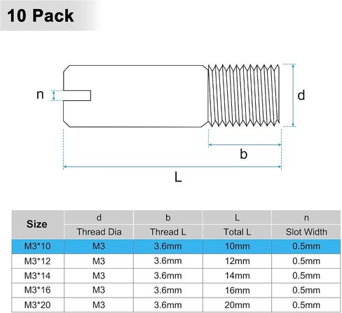 10-Pack M5 x 12mm Slotted Cylindrical Pin Dowel, 304 Stainless Steel External Thread Locating Dowel Parallel Pins for Metal Devices/Wooden Projects [Silver Tone] in Saudi Arabia