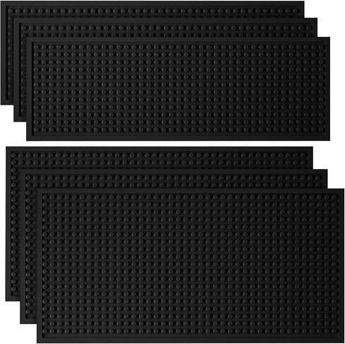 Tioncy 14 Pcs Bar Mat for Countertop 18 x 12 Inch Non Slip Rubber Mat Service Spill Cocktail Bartending Restaurants Barbershop Clippers Salon Tools, Black in Saudi Arabia