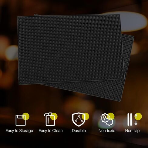 Tioncy 14 Pcs Bar Mat for Countertop 18 x 12 Inch Non Slip Rubber Mat Service Spill Cocktail Bartending Restaurants Barbershop Clippers Salon Tools, Black in Saudi Arabia