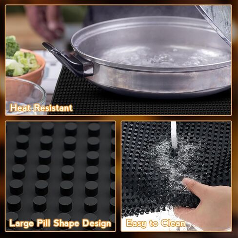 Tioncy 14 Pcs Bar Mat for Countertop 18 x 12 Inch Non Slip Rubber Mat Service Spill Cocktail Bartending Restaurants Barbershop Clippers Salon Tools, Black in Saudi Arabia