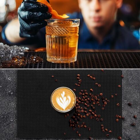 Tioncy 14 Pcs Bar Mat for Countertop 18 x 12 Inch Non Slip Rubber Mat Service Spill Cocktail Bartending Restaurants Barbershop Clippers Salon Tools, Black in Saudi Arabia