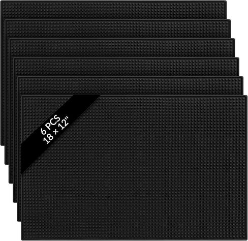 Tioncy 14 Pcs Bar Mat for Countertop 18 x 12 Inch Non Slip Rubber Mat Service Spill Cocktail Bartending Restaurants Barbershop Clippers Salon Tools, Black in Saudi Arabia