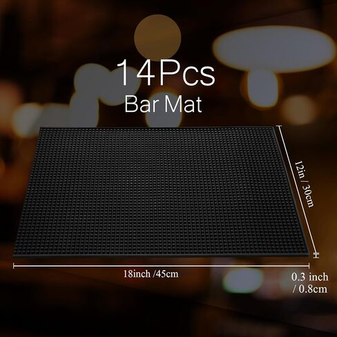 Tioncy 14 Pcs Bar Mat for Countertop 18 x 12 Inch Non Slip Rubber Mat Service Spill Cocktail Bartending Restaurants Barbershop Clippers Salon Tools, Black in Saudi Arabia