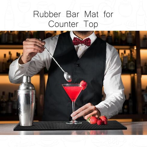 Tioncy 14 Pcs Bar Mat for Countertop 18 x 12 Inch Non Slip Rubber Mat Service Spill Cocktail Bartending Restaurants Barbershop Clippers Salon Tools, Black in Saudi Arabia