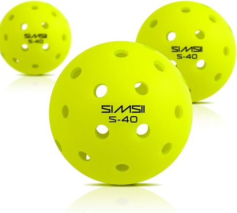 S-40 Outdoor Pickleball Balls - 40 Holes, Approved by The USAPA - Durable PE Material, Seamless Construction, Tournament Grade, 3/12/40/100 Pack - Pickleballs in Kuwait
