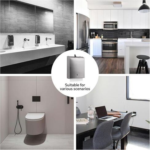 Douke Paper Pafenser Mount Wall Mount Commercial C-Fold/Multi-Fold/Tri-Fold ، Dousing Touchless Towel Supenser مع Lock (Silver) in Saudi Arabia
