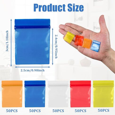 250pcs 1 "x1" 4 mil mini plastic pouches colored clay poly baggies clipe جميع أكياس التخزين التي يمكن إعادة بيعها مع قفل zip top lock لمجوهرات حبات البراغي. in Kuwait