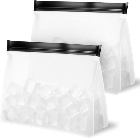 2 Pcs Reusable Ice Storage Bags, 9.84"X7.28" Leak Proof Ices Bags with Secure Zip - Food Graded & BPA Free Ice Ball Storage Bag for Vegetables Fruit... in Saudi Arabia