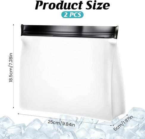 2 Pcs Reusable Ice Storage Bags, 9.84"X7.28" Leak Proof Ices Bags with Secure Zip - Food Graded & BPA Free Ice Ball Storage Bag for Vegetables Fruit... in Saudi Arabia