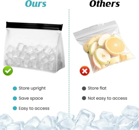 2 Pcs Reusable Ice Storage Bags, 9.84"X7.28" Leak Proof Ices Bags with Secure Zip - Food Graded & BPA Free Ice Ball Storage Bag for Vegetables Fruit... in Saudi Arabia