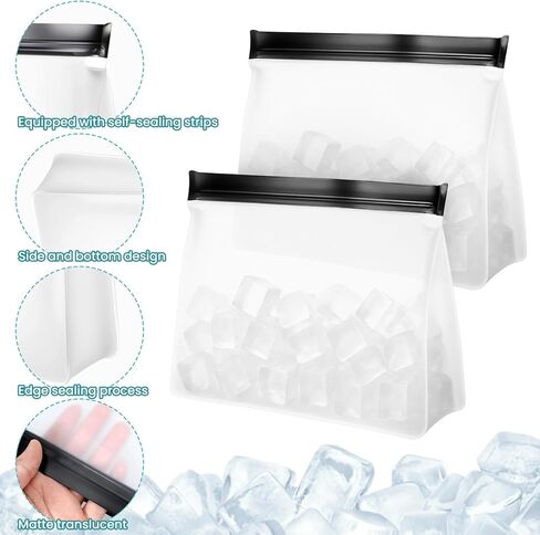 2 Pcs Reusable Ice Storage Bags, 9.84"X7.28" Leak Proof Ices Bags with Secure Zip - Food Graded & BPA Free Ice Ball Storage Bag for Vegetables Fruit... in Saudi Arabia