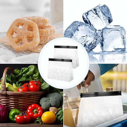 2 Pcs Reusable Ice Storage Bags, 9.84"X7.28" Leak Proof Ices Bags with Secure Zip - Food Graded & BPA Free Ice Ball Storage Bag for Vegetables Fruit... in Saudi Arabia