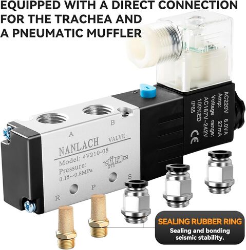 1/4 "NPT Solenoid Valve 4V210-08 12V/24V/110V/220V ملف كهربائي واحد يعمل بالطيار 2 الموضع 5 طريقة اتصال الوصل (DC24V) in Kuwait
