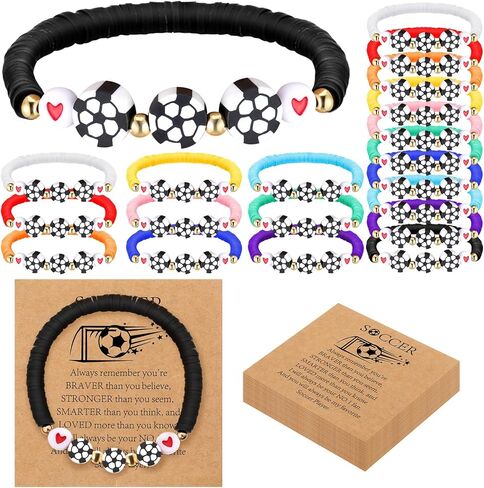 20 مجموعة أساور كرة القدم هدية هدية كبيرة قابلة للتعديل سوار Bead Bead Ball مع بطاقة ملهمة لرياضة كرة القدم لاعبي اللاعبين هدايا حفلة عيد ميلاد in Saudi Arabia