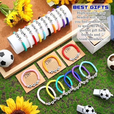 20 مجموعة أساور كرة القدم هدية هدية كبيرة قابلة للتعديل سوار Bead Bead Ball مع بطاقة ملهمة لرياضة كرة القدم لاعبي اللاعبين هدايا حفلة عيد ميلاد in Saudi Arabia
