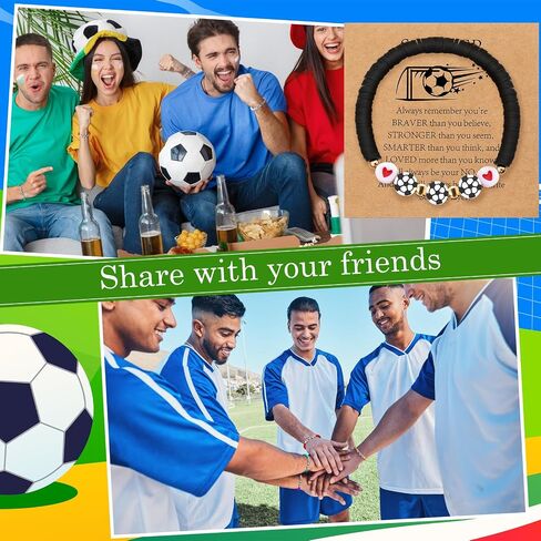 20 مجموعة أساور كرة القدم هدية هدية كبيرة قابلة للتعديل سوار Bead Bead Ball مع بطاقة ملهمة لرياضة كرة القدم لاعبي اللاعبين هدايا حفلة عيد ميلاد in Saudi Arabia