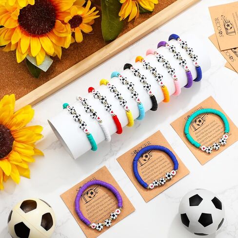 20 مجموعة أساور كرة القدم هدية هدية كبيرة قابلة للتعديل سوار Bead Bead Ball مع بطاقة ملهمة لرياضة كرة القدم لاعبي اللاعبين هدايا حفلة عيد ميلاد in Saudi Arabia