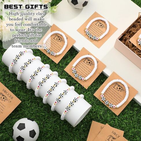 20 مجموعة أساور كرة القدم هدية هدية كبيرة قابلة للتعديل سوار Bead Bead Ball مع بطاقة ملهمة لرياضة كرة القدم لاعبي اللاعبين هدايا حفلة عيد ميلاد in Kuwait