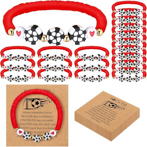 20 مجموعة أساور كرة القدم هدية هدية كبيرة قابلة للتعديل سوار Bead Bead Ball مع بطاقة ملهمة لرياضة كرة القدم لاعبي اللاعبين هدايا حفلة عيد ميلاد in Kuwait