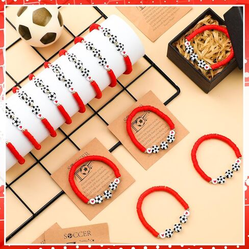 20 مجموعة أساور كرة القدم هدية هدية كبيرة قابلة للتعديل سوار Bead Bead Ball مع بطاقة ملهمة لرياضة كرة القدم لاعبي اللاعبين هدايا حفلة عيد ميلاد in Kuwait