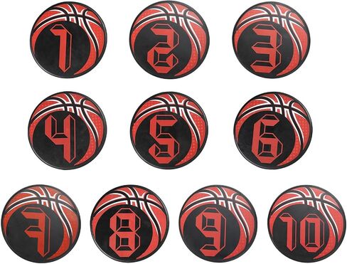 PATIKIL Number Spot Markers 9 Inch, 10 Pcs Basketball Non-Slip Floor Dots Agility Markers Flat Field Cones Poly Dots for Dance Soccer Basketball Sports, Dark Red in Saudi Arabia