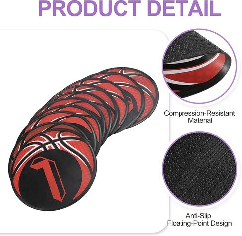 PATIKIL Number Spot Markers 9 Inch, 10 Pcs Basketball Non-Slip Floor Dots Agility Markers Flat Field Cones Poly Dots for Dance Soccer Basketball Sports, Dark Red in Saudi Arabia