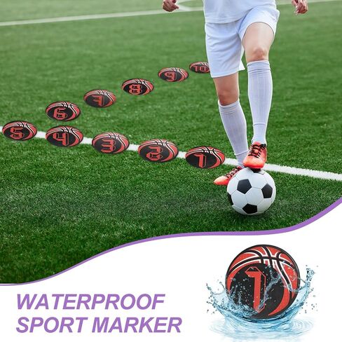 PATIKIL Number Spot Markers 9 Inch, 10 Pcs Basketball Non-Slip Floor Dots Agility Markers Flat Field Cones Poly Dots for Dance Soccer Basketball Sports, Dark Red in Saudi Arabia