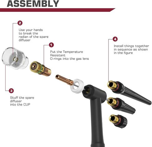 Arccaptain TIG Welding Torch Torch Kit 71 PCS ألومينا فوهة Collets Collets Body Bustby Gas Lens #12 Glass Cup Courtables Kit لـ WP-17/18/26-BLACK in Saudi Arabia