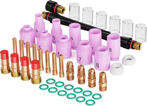 Arccaptain TIG Welding Torch Torch Kit 71 PCS ألومينا فوهة Collets Collets Body Bustby Gas Lens #12 Glass Cup Courtables Kit لـ WP-17/18/26-BLACK in Saudi Arabia