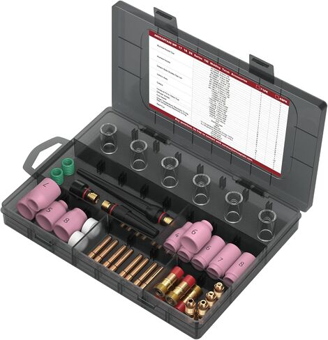 Arccaptain TIG Welding Torch Torch Kit 71 PCS ألومينا فوهة Collets Collets Body Bustby Gas Lens #12 Glass Cup Courtables Kit لـ WP-17/18/26-BLACK in Saudi Arabia