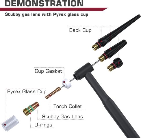 Arccaptain TIG Welding Torch Torch Kit 71 PCS ألومينا فوهة Collets Collets Body Bustby Gas Lens #12 Glass Cup Courtables Kit لـ WP-17/18/26-BLACK in Saudi Arabia