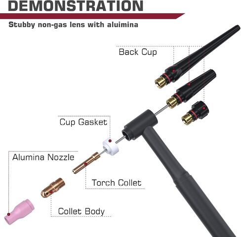 Arccaptain TIG Welding Torch Torch Kit 71 PCS ألومينا فوهة Collets Collets Body Bustby Gas Lens #12 Glass Cup Courtables Kit لـ WP-17/18/26-BLACK in Saudi Arabia