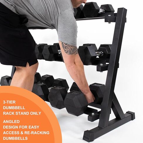 Dumbbell Rack Adjustable 3-Tier Weight Stand, 1100LB Capacity Heavy Duty Weight Storage Rack for Home Gym in Kuwait