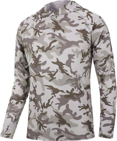 FISHEAL UPF 50+ Mens Fishing Shirts with Hood, Long Sleeve Sun Protection Hunting Shirt, Lightweight Camo Shirt for Hiking in Saudi Arabia