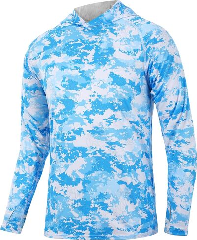 FISHEAL UPF 50+ Mens Fishing Shirts with Hood, Long Sleeve Sun Protection Hunting Shirt, Lightweight Camo Shirt for Hiking in Saudi Arabia