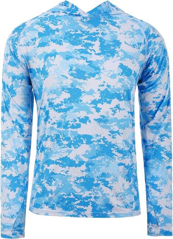 FISHEAL UPF 50+ Mens Fishing Shirts with Hood, Long Sleeve Sun Protection Hunting Shirt, Lightweight Camo Shirt for Hiking in Saudi Arabia