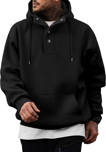 Jmierr Mens 2025 Casual Quarter الرباط Fleece Hoodie Pullover Fall Fall Winter Long Sweeve Buttshirts مع جيب in Saudi Arabia