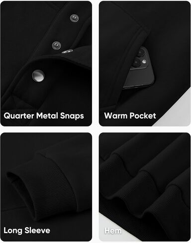 Jmierr Mens 2025 Casual Quarter الرباط Fleece Hoodie Pullover Fall Fall Winter Long Sweeve Buttshirts مع جيب in Saudi Arabia
