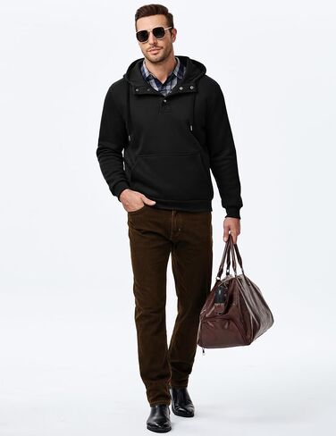 Jmierr Mens 2025 Casual Quarter الرباط Fleece Hoodie Pullover Fall Fall Winter Long Sweeve Buttshirts مع جيب in Saudi Arabia